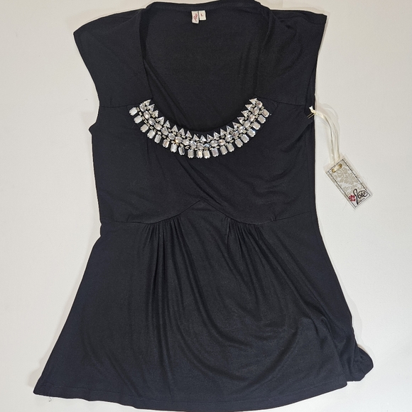 Joie Tops - Joie Shirt Womens Large Black Embellished Neckline Sleeveless Blouse Top NEW